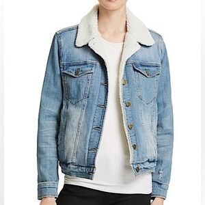 Pistola Madison Fleece Sherpa Lined Denim Trucker Jean Jacket, Light Blue,Size S